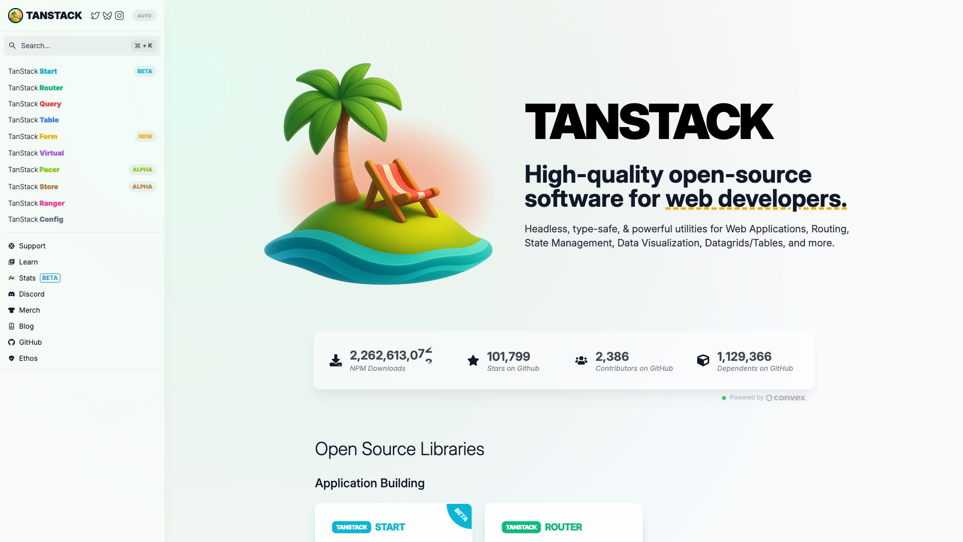Showcase showing Tanstack.com